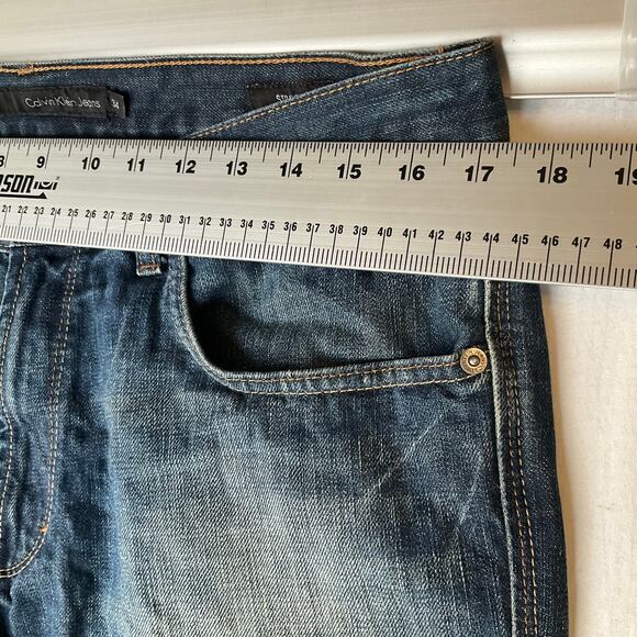 CALVIN KLEIN JEANS Men Straight Jeans size 34 Blue Mid Rise - Picture 2 of 11